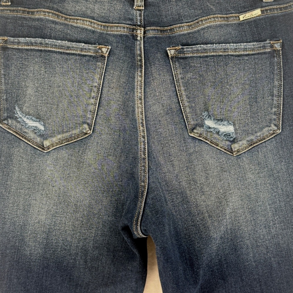 Kancan High Rise Skinny Jeans Womens XL Dark Blue Distressed Frayed Hem - Picture 5 of 9